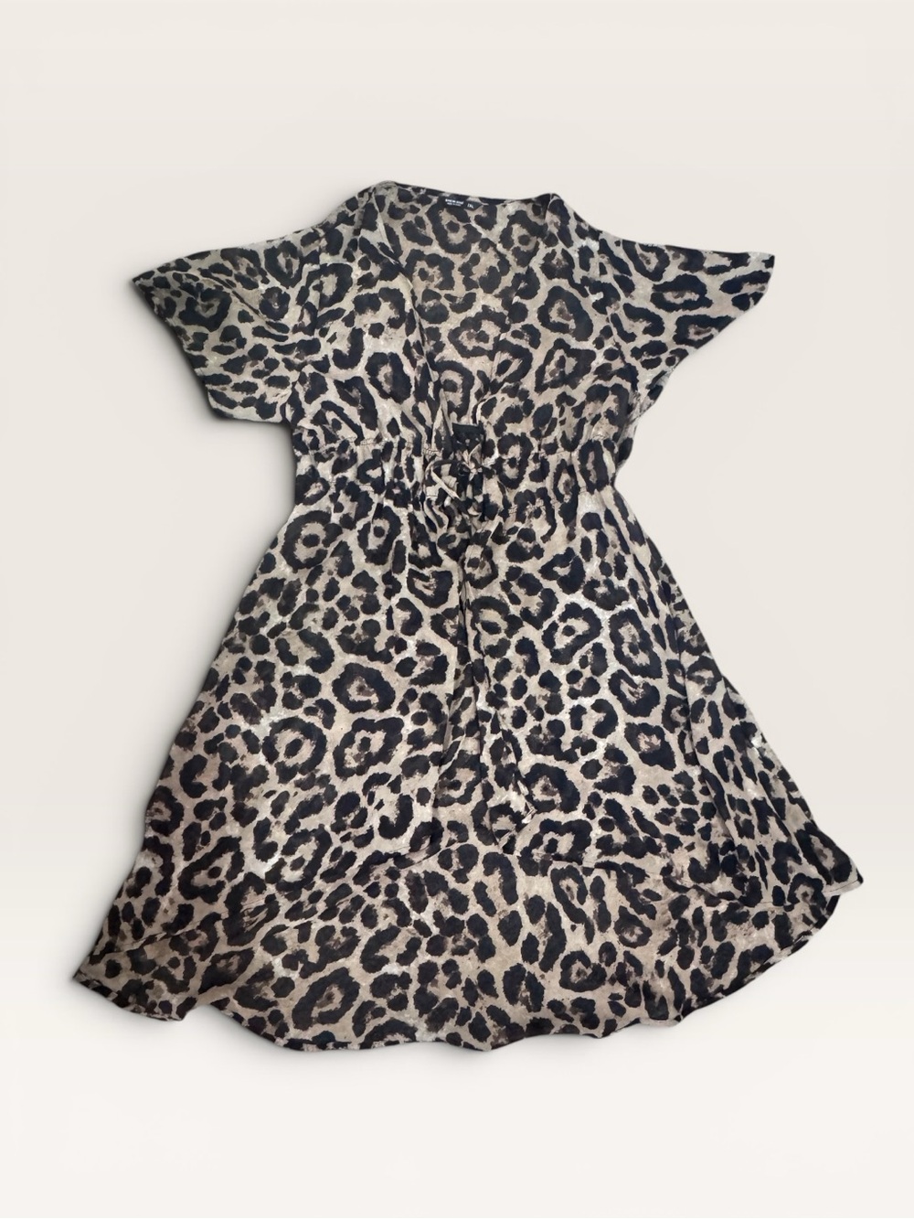 SHEIN Curve Leopard Print Kimono 2XL Drawstring Waist
